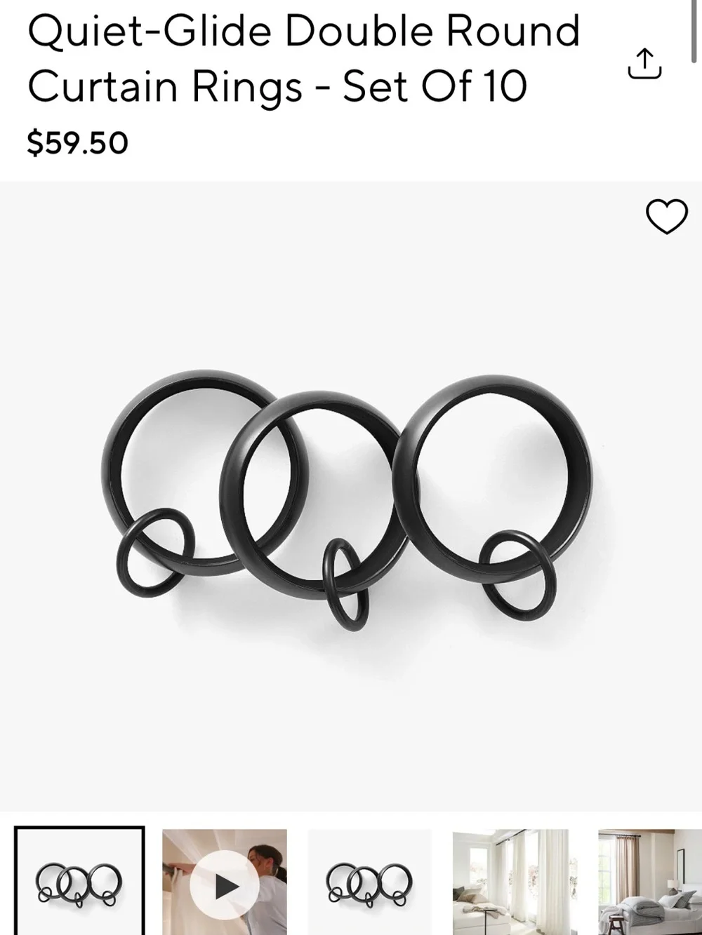 Pottery Barn Quiet-Glide Double Ring Curtain Rings in antique bronze
